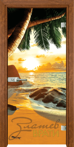 Стъклена интериорна врата серия Print G 13 14 Beach sunset Z